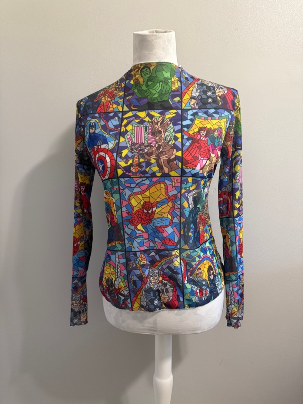 Wild Rich Kids WRK Stained Glass Marvel Character Mesh Long Sleeve Top